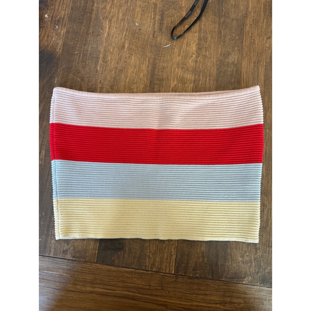 LA Hearts Striped Ribbed Knit Tube Top‎ Medium Pink Red Blue Yellow Strapless